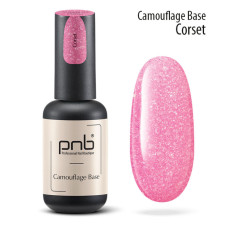Камуфлююча каучукова база /рожева з поталлю/ /UV/LED Camouflage Base Corset Pink PNB/